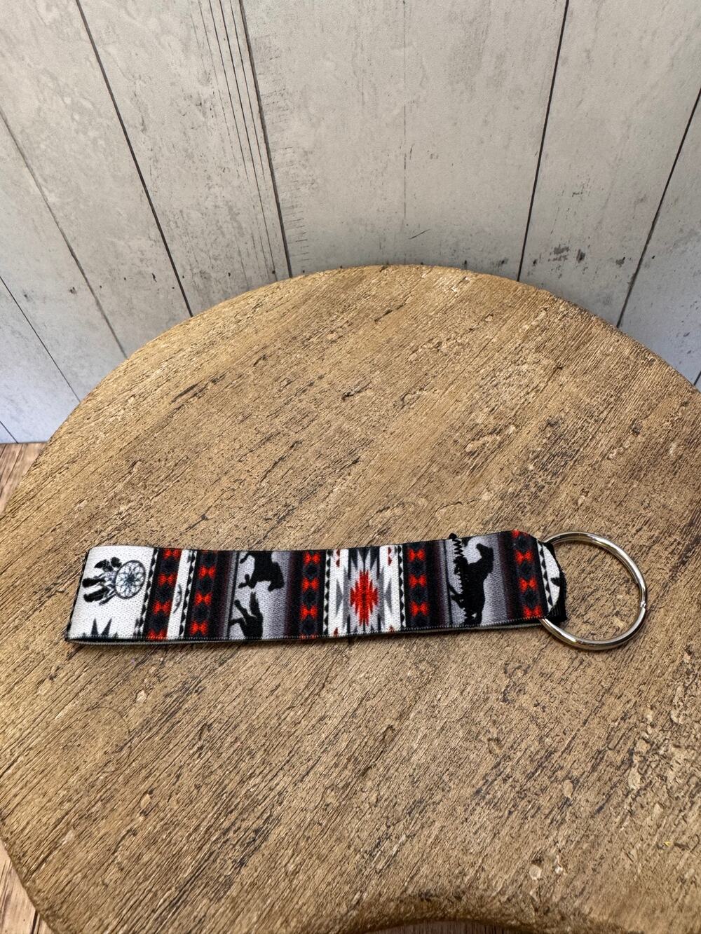 Black White Red Western Pattern Wristlet Strap Phone Strap Keychain Keyholder
